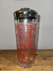Irvinware Glass Cocktail Recipes Drink Mixer w/Stainless Steel Pour Made In USA - Picture 1 of 9