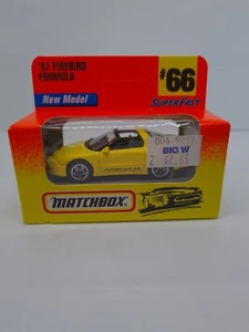 New And Sealed MATCHBOX # 66 yellow 1997 Pontiac Firebird Formula targa Vintage - Picture 1 of 8