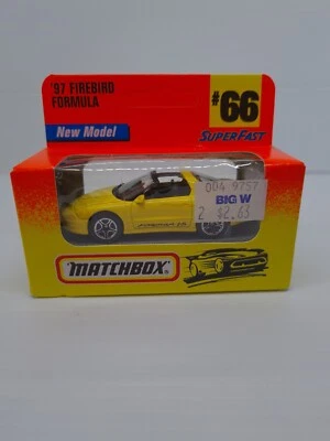 New And Sealed MATCHBOX # 66 yellow 1997 Pontiac Firebird Formula targa Vintage  - Image 1 of 4