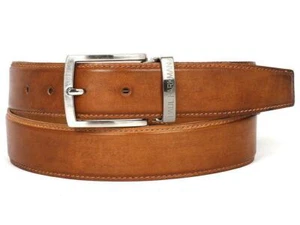 Paul Parkman Mens Belt Leather Tobacco Italian Calfskin Hand-Painted B01-CML - Picture 1 of 2
