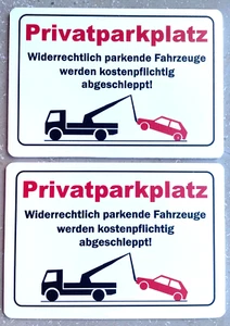 Juego de 2: ¡Estacionamiento privado vehículos remolcados! Carteles PVC, - Imagen 1 de 1