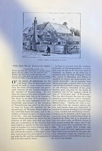 1881 Jordan Meeting House Grave of William Penn Pennsylvania - Picture 1 of 4