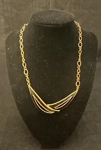 Monet black enamel gold-tone necklace 16” - Picture 1 of 7