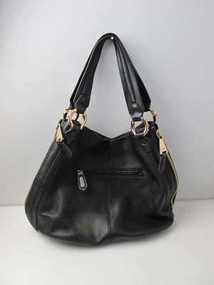 Bolso Hobo Aimee Kestenberg Cuero Guijarro Negro Herrajes Dorados Foto 1 de 4