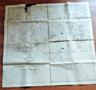 VERY RARE Antique Original Civil War 1861 Washington DC Map Albert Boschke - Image 1 of 4