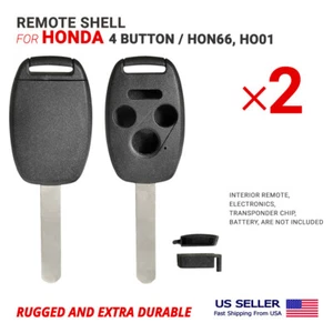 2X Cabezal Remoto Llavero para Honda 4 Botones con Hoja HON66 HO01 (Clip-on) - Imagen 1 de 2