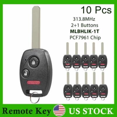 10 For 2007 2008 2009 2010 2011 2012 2013 Honda CR-V Remote Car Key Fob 3 Button - Image 1 of 4