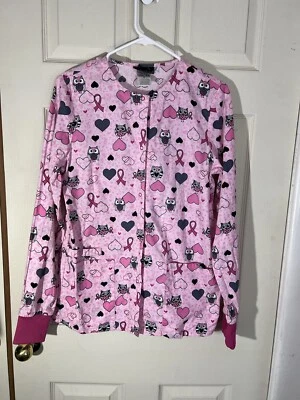 Cherokee Lab Jacket Womens Size Small Pink Long Sleeves Cuffed Medical Uniform  - Image 1 of 4