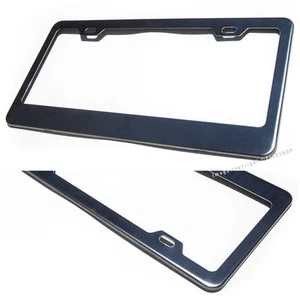 For BMW Cadillac Chevy Black Chrome Coated Stainless Steel License Plate Frame - Picture 1 of 8