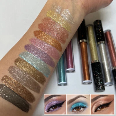 Ombretto Liquido Brillante Perlescente Ombretto Diamante Luccicante Trucco ☆ - Immagine 1 di 4