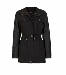 Parka-Jacke 34 schwarz mit Ärmeln aus Lederimitat Q-748 - Bild 1 von 1