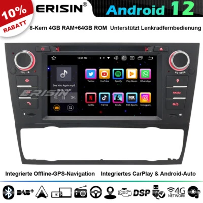 8-Kern Android 12 Autoradio GPS Navi für BMW 3er E90 E91 E92 E93 CarPlay CD 64GB - Bild 1 von 4