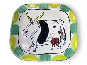 Suki Diamond Vintage handbemalte Kuh Keramik Keramik Wandbehang signiert Teller - Bild 1 von 5