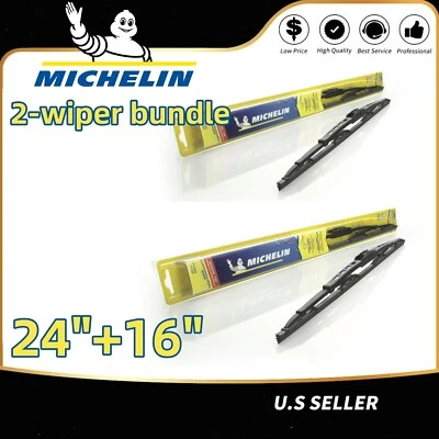Driver+Passenger 2-Wiper Set:  For Michelin 24"+16"  OEM Blades 18-240/18-160 - Image 1 of 4