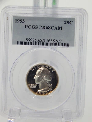1953 PCGS GRADED PR68 CAMEO - WASHINGTON QUARTER 25C (BT393) - Image 1 of 4