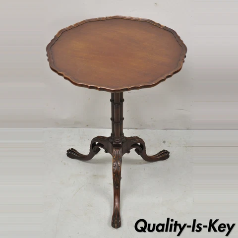Vintage Imperial Mahogany Georgian Style Pedestal Base Tea Table Side Table Cover