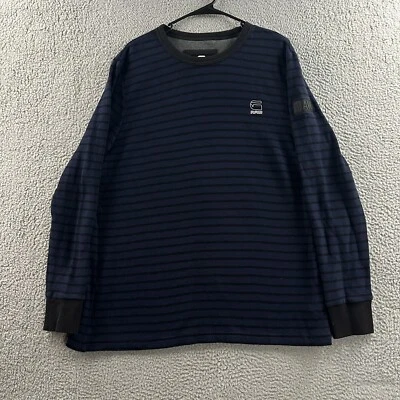 Camisa G Star Raw Para Hombre Azul Negra XXL Manga Larga Rayas Tejido Waffle 100% Algodón Foto 1 de 4