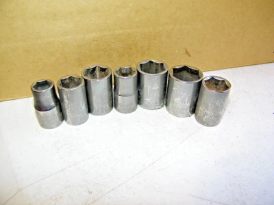 Lot Of 7 Truecraft Dr., 6 point Sockets 7/8, 13/16, 11/16, 3/4, 5/8,1/2, 9/16. - Image 1 of 3