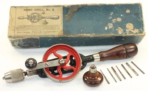 Taladro de mano Miller Falls Vintage No. Taladro manual 5 carpinteros con brocas y caja EE. UU. - Imagen 1 de 16