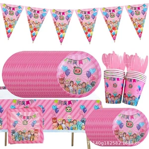 CoComelon Kids Birthday Party Decoration Tableware Paper Plate Tablecloth Pink - Picture 1 of 31