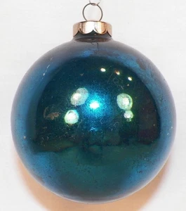 Christmas Ornament Cobalt Blue Glass Ball Jumbo 3.25 in Made USA #183 - Picture 1 of 4