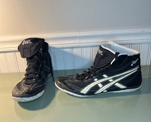 ASICS Fuerte Wrestling Shoes Men’s Black  & White JY503 MMA Boxing Size 11.5 - Picture 1 of 10