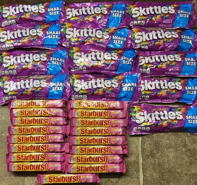 ЛОТ ИЗ 30 Skittles Wild Berry ОБЩИЙ РАЗМЕР и Starburst ЛЮБИМЫЕ КРАСНЫЕ - Изображение 1 из 4