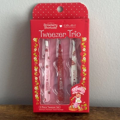 Nuevo Juego de 3 Pinzas Fresa Shortcake Celavi Lindo Rosa Rojo Punto Inclinado Foto 1 de 3