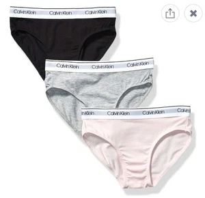 NUEVO CON ETIQUETAS CALVIN KLEIN 3 pr Niñas Grande 10/12 Algodón Moderno BIKINI ROPA INTERIOR BRAGAS - Imagen 1 de 4
