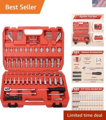 Deluxe 101-Piece 1/4 Drive Socket Wrench Set with 72 Teeth Ratchet for Auto R... - Image 1 of 4