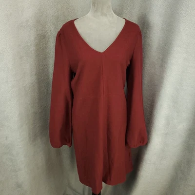 Novo Vestido Madewell Feminino Grande Borgonha Vermelho Malha Shift Decote V Pulôver Novo com etiquetas - Imagem 1 de 4