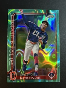 2025 Topps Chrome Baseball Triston McKenzie Aqua Lava /199 #21 Guardians - Picture 1 of 2