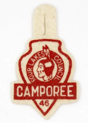 Vintage 1946 Camporee Felt Patch Four Lakes Council Wisconsin WI Boy Scouts BSA - Image 1 of 2