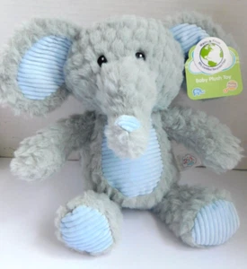 Elephant Infant Plush Stuffed Animal Rattle w/ Crinkle Ears Gray & Baby Blue - Picture 1 of 10