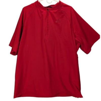Pulôver de golfe Adidas masculino extra grande corta-vento camisa simulada quarto de zíper vermelho - Imagem 1 de 4