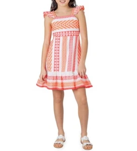 Rare Editions BIG GIRLS Sleeveless Flutter Sleeve A-Line Dress, Orange, size 14 - Picture 1 of 8