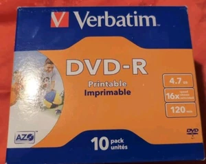 Verbatim DVD-R 4.7GB 16x Speed 120min Inkjet Printable AZO Jewel Pack 10 - Afbeelding 1 van 5