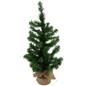 Mini Green Christmas Tree with Burlap Base 24 Inch 61 Tips - Picture 1 of 1