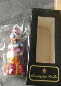 Ornamento natalizio in vetro soffiato a mano Christopher Radko con scatola paperino Disney - Foto 1 di 3