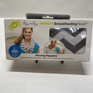 Itzy Ritzy Nursing Infinity Scarf Breastfeeding Cover Gray White Chevron NEW - Picture 1 of 2