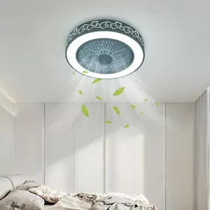 Bladeless Ceiling Fan Lights with Remote Control & Light Kit Indoor Lighting - Picture 1 of 11