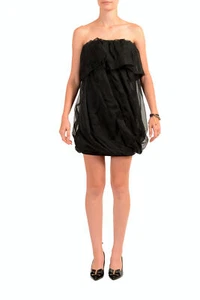 Viktor & Rolf Women's Black Wool Open Shoulder Mini Dress US XS IT 38 - Picture 1 of 4