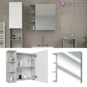 Armadietto a specchio Specchio per il bagno con ripiani Fynn cemento Vicco - Foto 1 di 8