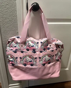 BIOWORLD Sanrio Hello Kitty Duffle Bag Travel Tote Pink Rainbow Weekender NWT - Picture 1 of 8