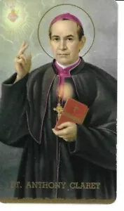 Holy Card of Saint Anthony Mary Claret a  1 " Silver Oxidized Medal of Anthony - Picture 1 of 3