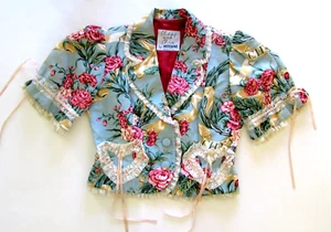 Vintage Moschino Cheap & Chic blau Blumen Herz Top Made in Italy Gr. 10 - Bild 1 von 15