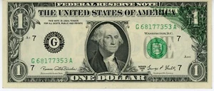 1969 D $1 DOLLAR BILL OFFSET INK TRANSFER ERROR NICE CIRCULATED JFJ 5 - Picture 1 of 2