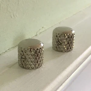 2 HEAVY Knurled NOS Relic Knobs For Fender Tele P Bass Nickel Chrome Telecaster - Picture 1 of 10