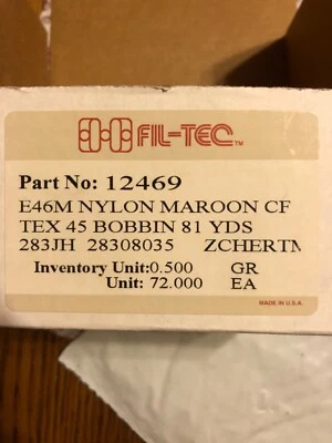 Lot of 68 Bobbin Thread Spools Maroon Nylon Fil-Tec E46M 12469 Sewing Fly Tying - Image 1 of 3