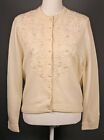 VTG Women's 50s 60s NOS Ivory / Off White Cashmere Cardigan Sz M 1950s Sweater